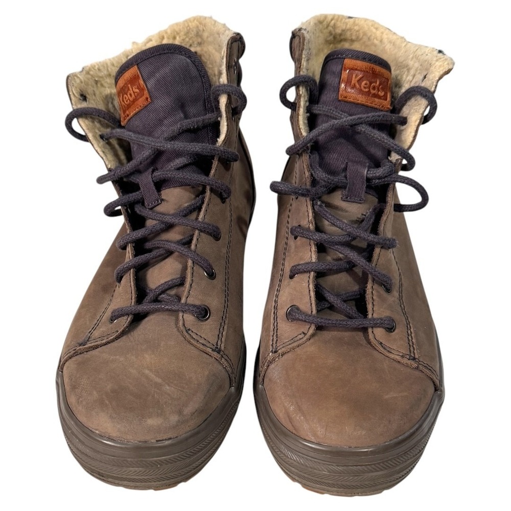 KEDS‎ WOMEN'S faux fur boot shoe LACE UP SIZE 7 tan